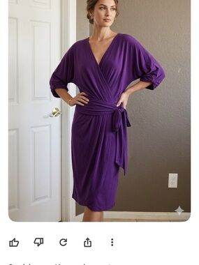 Elegant Deep Purple Wrap Robe with Tie Waist size 22